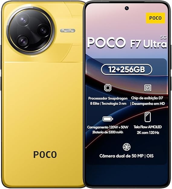 XIAOMI Poco F7 Ultra 5G (for Tmobile Mint Tello & Global) (256GB + 12GB) Ai 2K 6.67" Amoled 50MP Triple Cam NFC Dual sim Unlocked Model 24122RKC7G Liberado (Yellow)