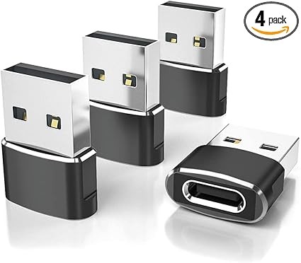 Elebase USB to USB C Adapter for iPhone 17 4Pack,USBC Female to A Male Car Charger Adapter,Type C Converter Apple 17e 16 Pro Max 15 14 Plus,iWatch Watch 11 10 Ultra 3,iPad Air,Samsung Galaxy S26,Xbox