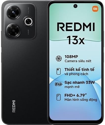 Redmi Xiaomi 13X 4G LTE (256GB + 8GB) (for Tmobile Tello Mint & Global) Unlocked Global ROM GSM 6.79" 108MP Dual Camera Model 24049RN28L (Midnight Black)