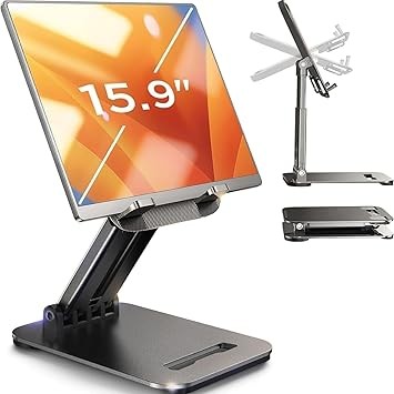 LISEN Tablet Stand, for iPad Stand Tablet Holder for Desk, Desk Accessories for Men Dorm Essentials Portable Monitor Stand for Apple iPad mini Accessories Switch Kindle
