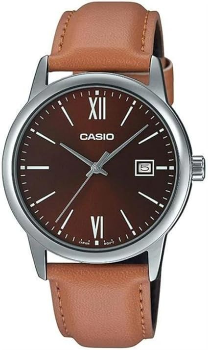 Casio MTP-V002L-5B3 Men's Dress Brown Leather Band Brown Dial Date Watch